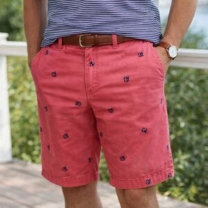 IZOD Saltwater Crab Print Shorts Mens Size 32 Red Preppy